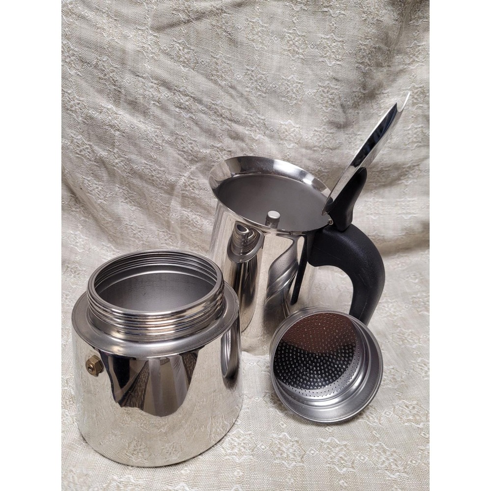 Vintage GB Guido Bergna 10 Cup Stovetop NEW Espresso Maker 18-10 Stainless Italy - Picture 5 of 7